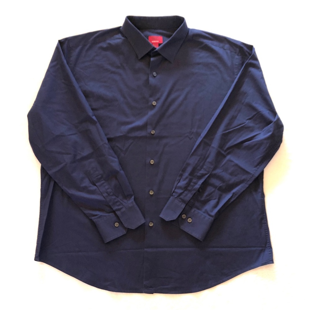 Alfani Men's Button Frint Navy Dress Shirt Size XL